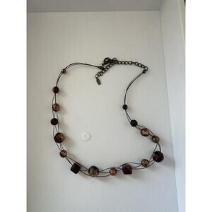 Signed Esmor Bronze Color Beaded Necklace 16-20”